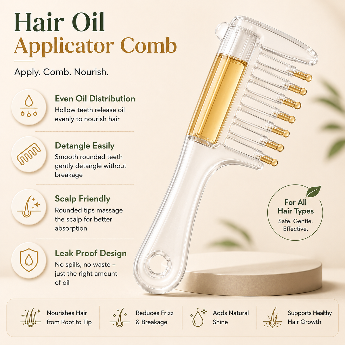 Hair Oil Applicator Comb